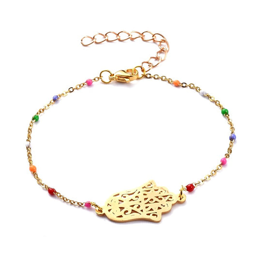 Fatma's hand colored stainless steel bracelet