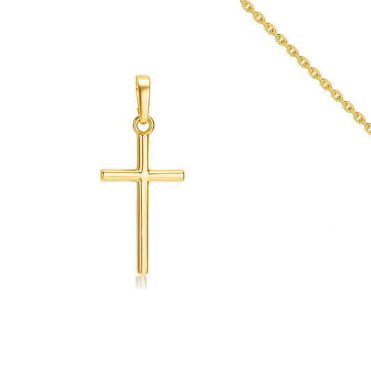 Chain necklace and religious cross pendant