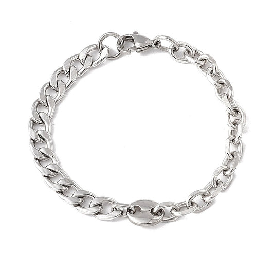 Curb bracelet stainless steel convict mesh coffee bean