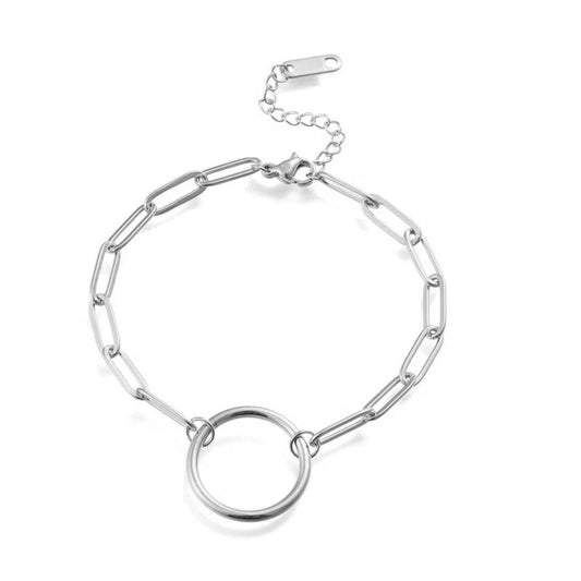 Stainless steel silver circle paperclip mesh bracelet