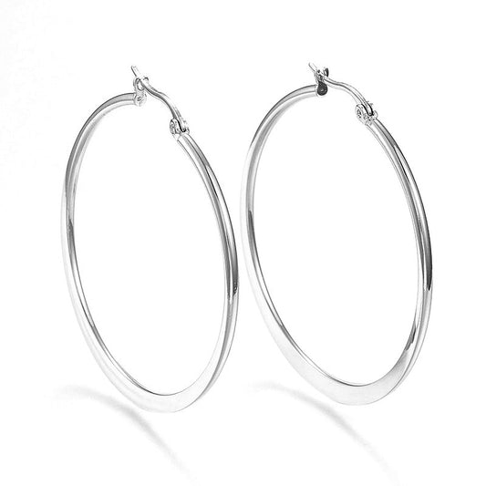 Women's silver stainless steel hoop earrings 45 mm