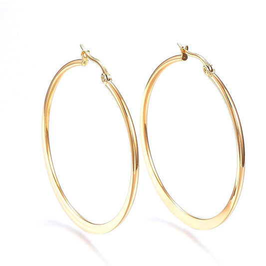 Women's gold stainless steel hoop earrings 45 mm