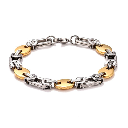 Stainless steel bracelet for men and women, two-tone bean mesh