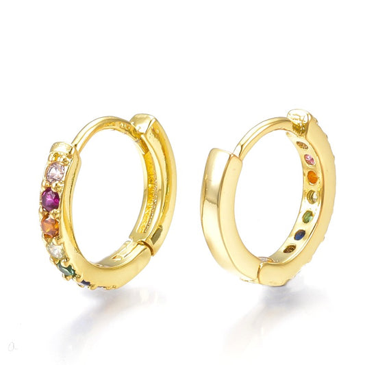 Colored CZ diamond hoop earrings