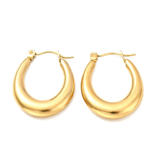 Women's stainless steel earrings Oval hoop earrings