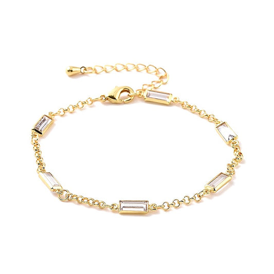 Flexible Gold Diamond CZ Rectangle Bracelet