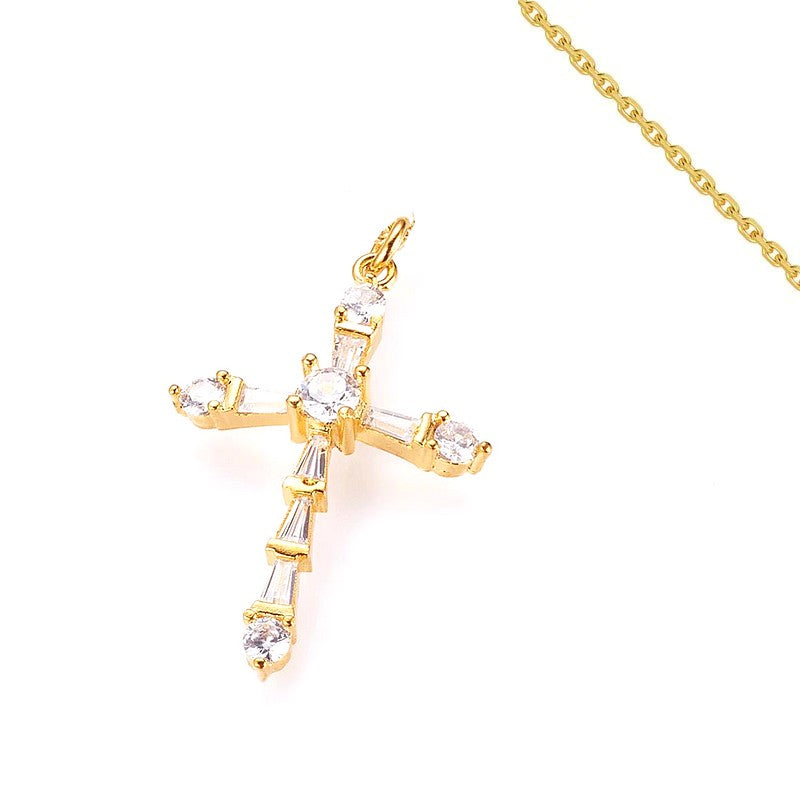 Chain necklace and religious cross pendant