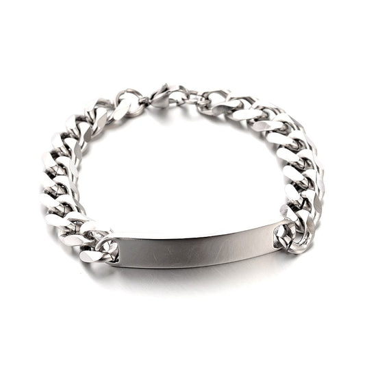 Silver stainless steel curb bracelet