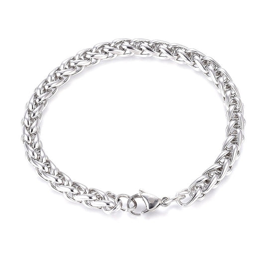 Interwoven mesh stainless steel curb bracelet