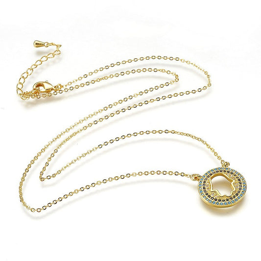 CZ Diamond Hand of Fatma Pendant and Chain Necklace