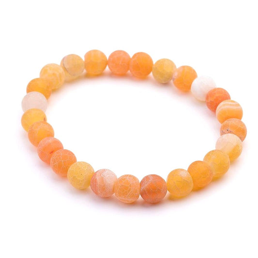 Bracelet for men or women natural stones agate patinated orange