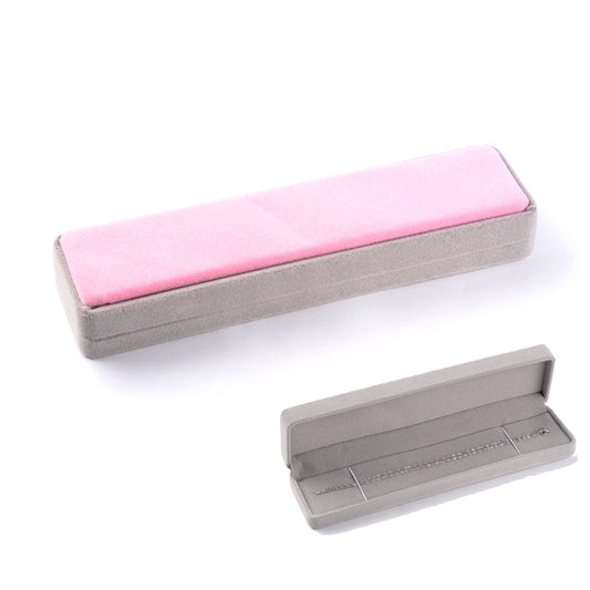 Pink and gray velvet case for bracelet