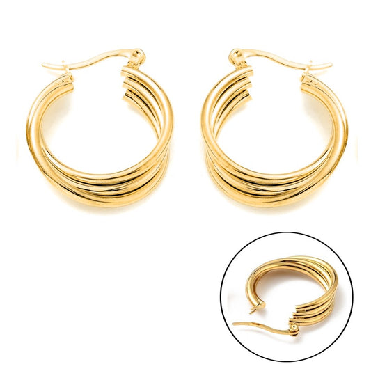 Women's stainless steel earrings Triple hoop earrings