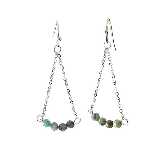 Stainless steel earrings natural turquoise stone from Africa