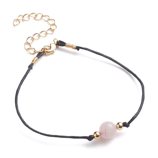 Bracelet for men or women - cord and natural quartz stones