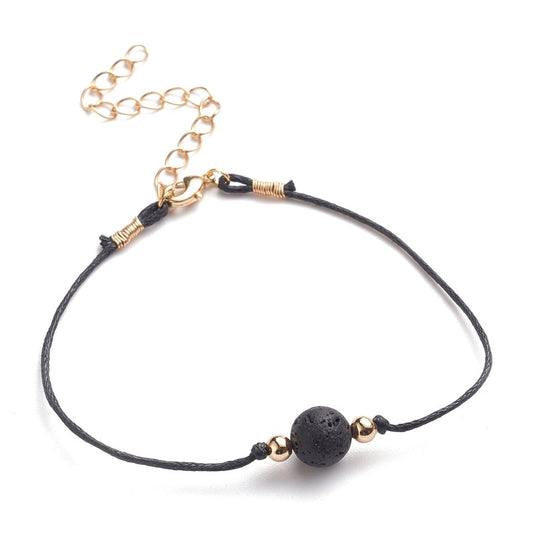 Bracelet for men or women - cord and natural lava stones