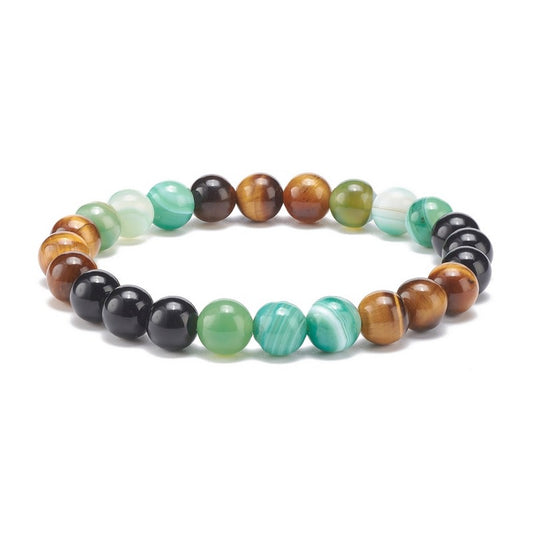Bracelet for men or women natural stones agate turquoise tiger's eye and onyx