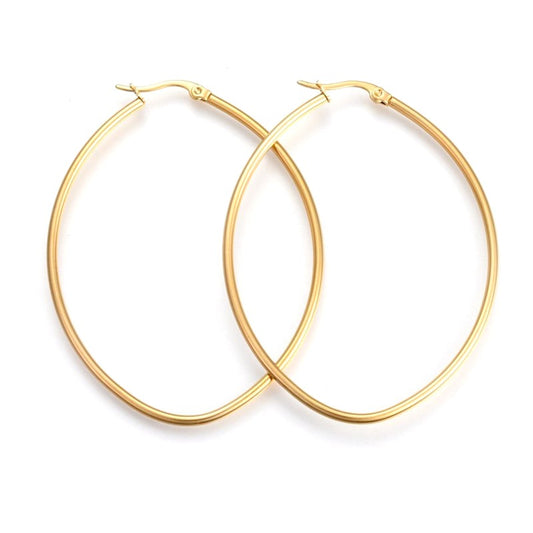 Women's stainless steel earrings Fine oval hoop earrings