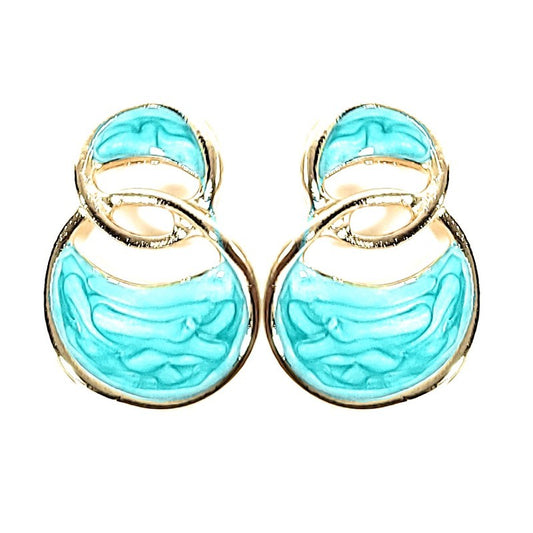 Fancy pearly earrings in gold and blue color