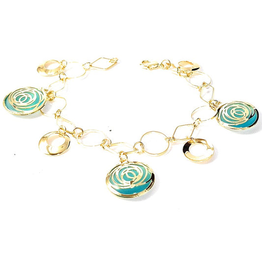 Soft bracelet with 3 blue charms