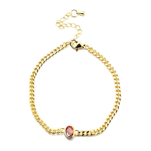 Flexible gold bracelet pendant with champagne oval