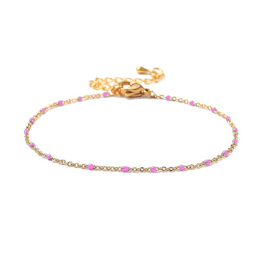 Soft fuchsia gold bracelet