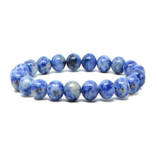 Bracelet pour Homme ou Femme - Pierre naturelle 6 mm - Jaspe tache bleu
