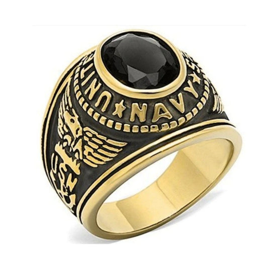 316 Steel Ring - Gold Color - Chevaliere 'Navy'