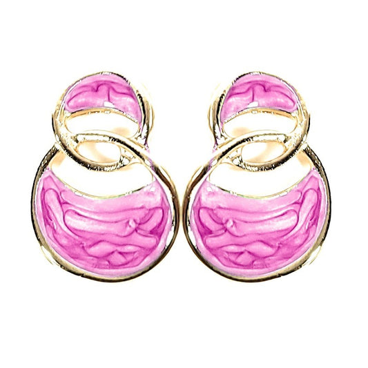 Fancy pearly earrings in gold and pink color