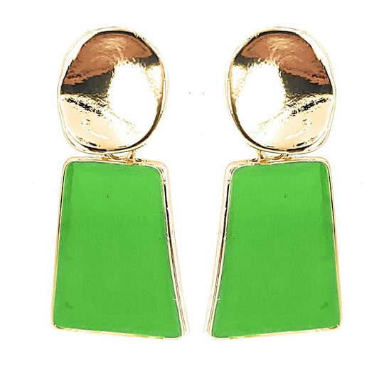 Fancy gold and green drop earrings