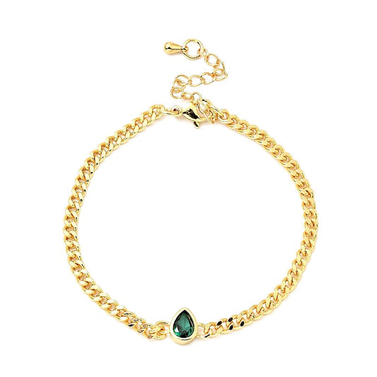 Soft gold bracelet with green pendant