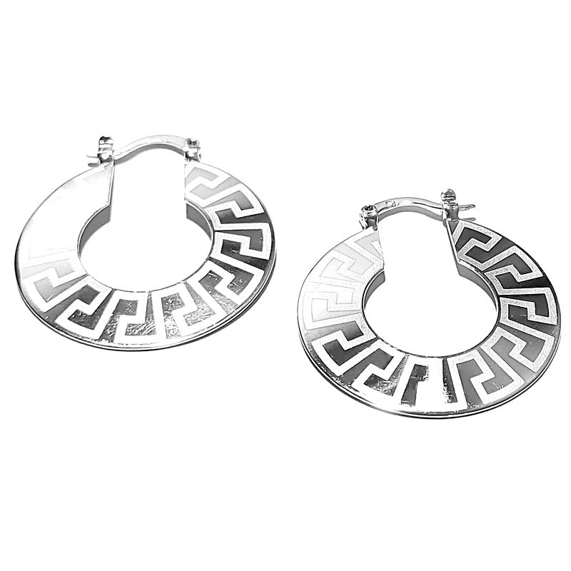 Rhodium-plated Creole earrings