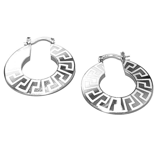 Rhodium-plated Creole earrings