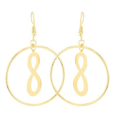Boucles d'oreilles fantaisie pour femme - Cercles doré - Symbole infini