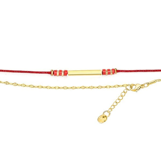 Bracelet pour femme - Rouge - Tube doré