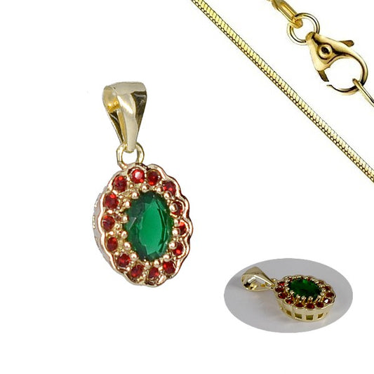Collier pour femme bijou Oriental pierre verte et rouge