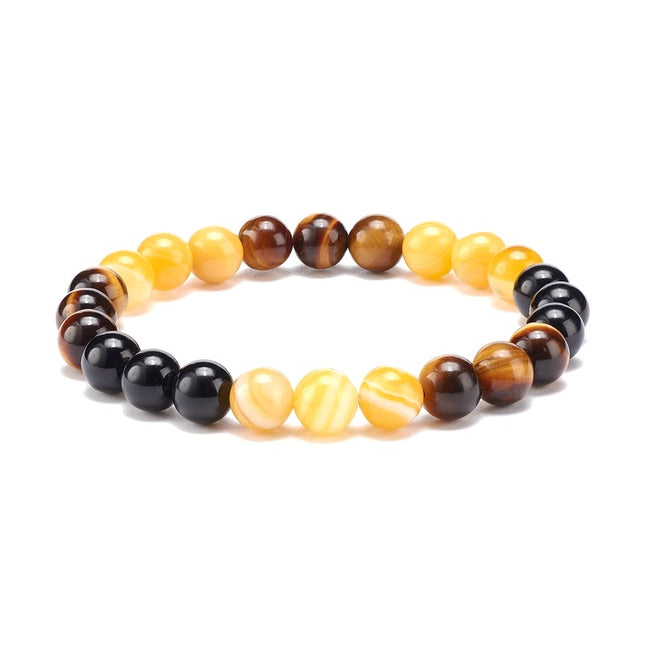 Pulsera para hombre o mujer piedras naturales ágata ojo de tigre amarillo y ónix