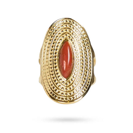 Bagues pour femme acier inoxydable pierre naturelle jaspe rouge Bagues pierres naturelles Bijouxmode