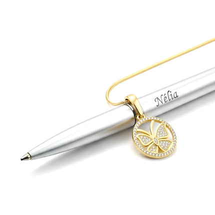 Collier pour femme chaîne ornée d'un joli pendentif papillon serti de zirconiums Colliers plaqué or Bijouxmode