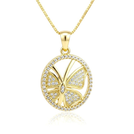 Collier pour femme chaîne ornée d'un joli pendentif papillon serti de zirconiums Colliers plaqué or Bijouxmode