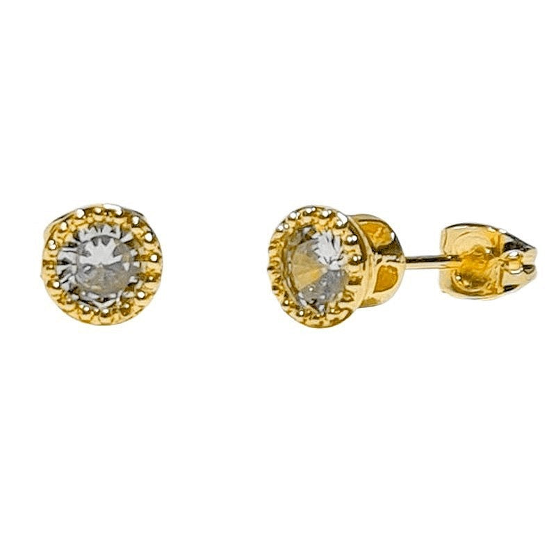 Boucles d'oreilles clous diamants CZ - 7 mm