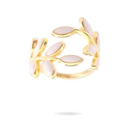 Bague femme réglable pétales de fleur émail mauve Bagues plaqué or Bijouxmode