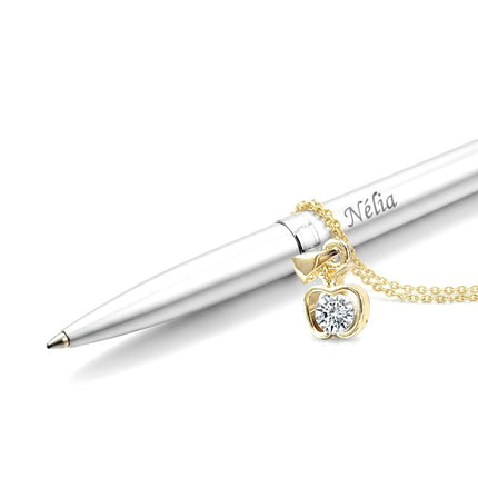 Collier pour femme chaîne ornée d'un joli pendentif pomme serti de zirconiums Colliers plaqué or Bijouxmode