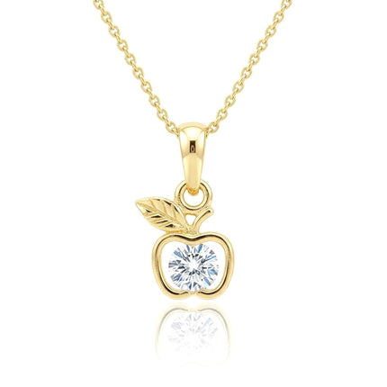 Collier pour femme chaîne ornée d'un joli pendentif pomme serti de zirconiums Colliers plaqué or Bijouxmode