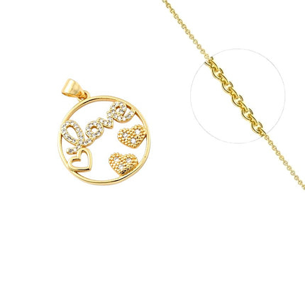 Collier chaîne et pendentif love cœur zirconiums sertis Colliers plaqué or Bijouxmode