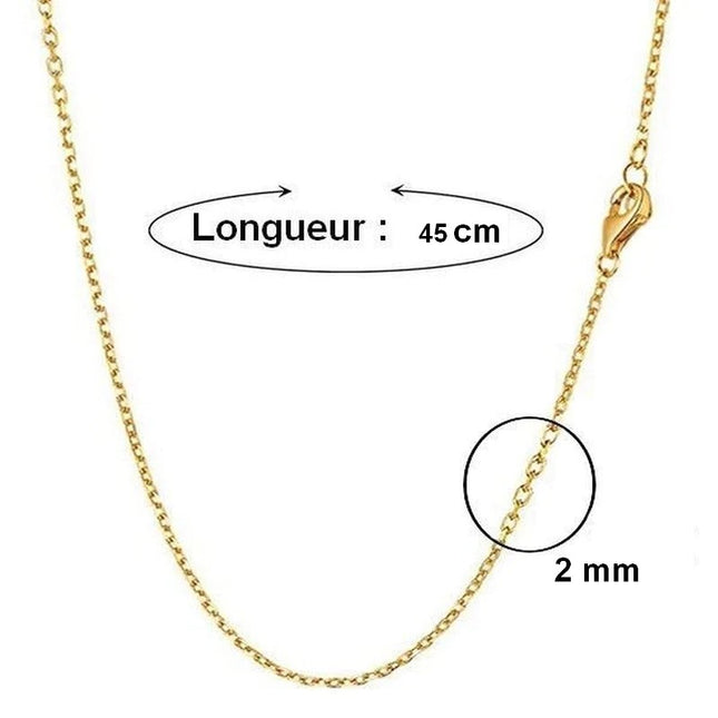 Stainless steel chain - Fine gold-colored mesh 45 cm - 2 mm