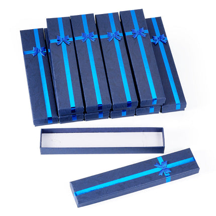 12 estuches largos para collares acabado azul 20*4*2 cm