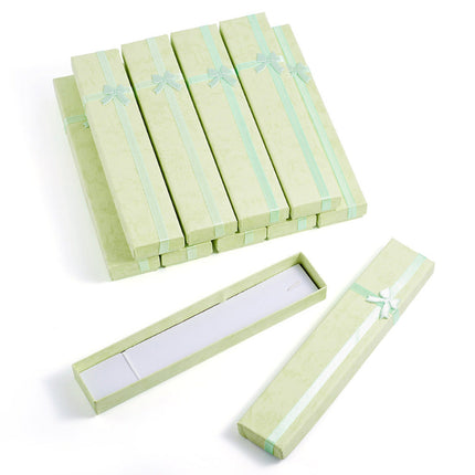 12 écrins longs pour colliers finition vert 20*4*2 cm