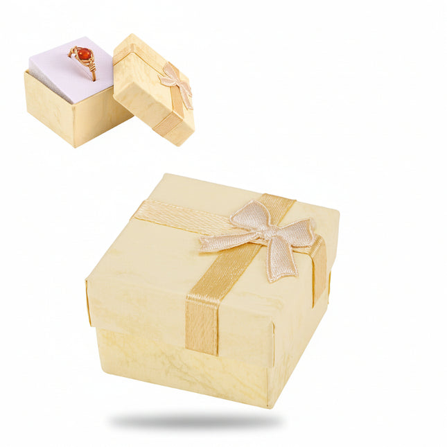 12 ring or earring boxes, yellow finish, 4*4*2.5 cm