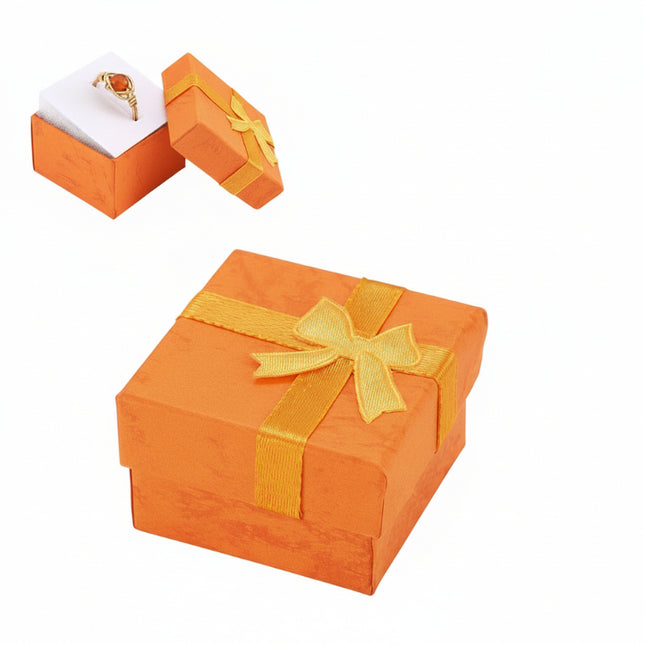 12 ring or earring boxes, orange finish, 4*4*2.5 cm